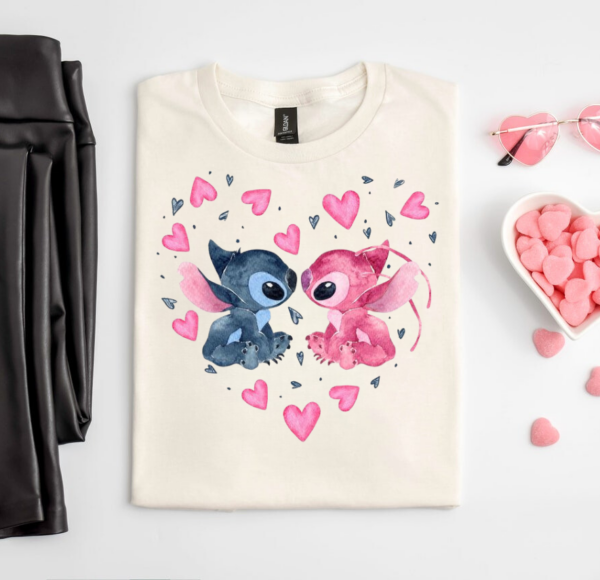 Stitch Valentine’s Day Shirt, Disney Valentine’s Day Shirt, Lilo and Stitch Shirt, Disney Sweatshirt, Stitch Shirt, Stitch and Angel Shirt